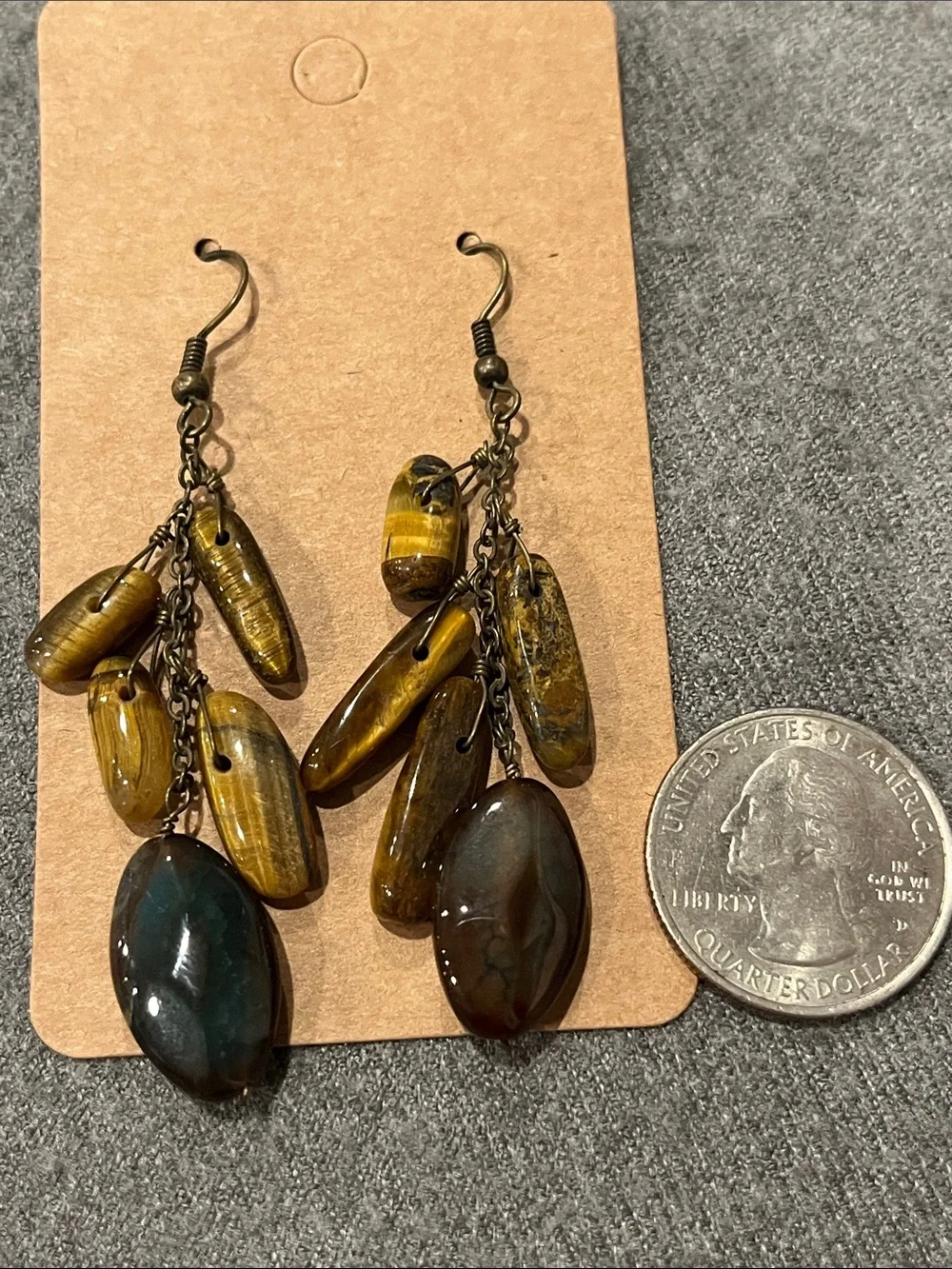 🌻3/$15 Tiger Eye & Agate Earrings - Picture 3 of 4